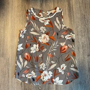 Loft Women’s Floral Sleeveless Top with Keyhole on back